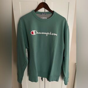 Champion Men's Oversized Teal Crewneck Sweater